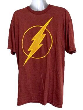 THE FLASH Authentic Super Hero Burgundy Casual Comfortable T shirt Mens Large